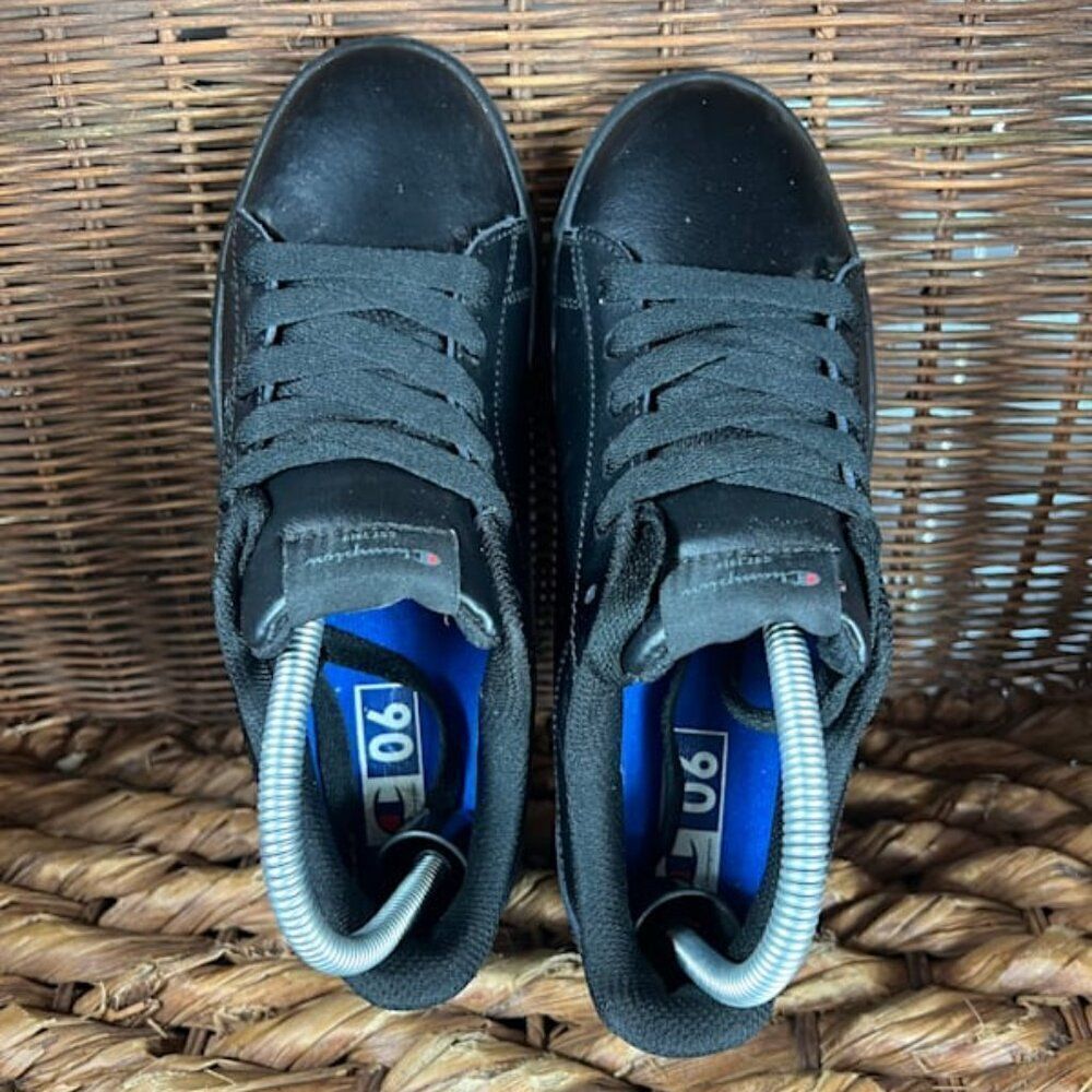 Champion Women's Black‎ Leather Casual Lace Up Sneakers Size 6 - Picture 3 of 6